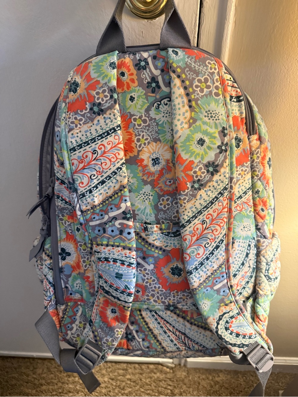 Citrus Paisley Vera Bradley Campus Backpack - Picture 3 of 6